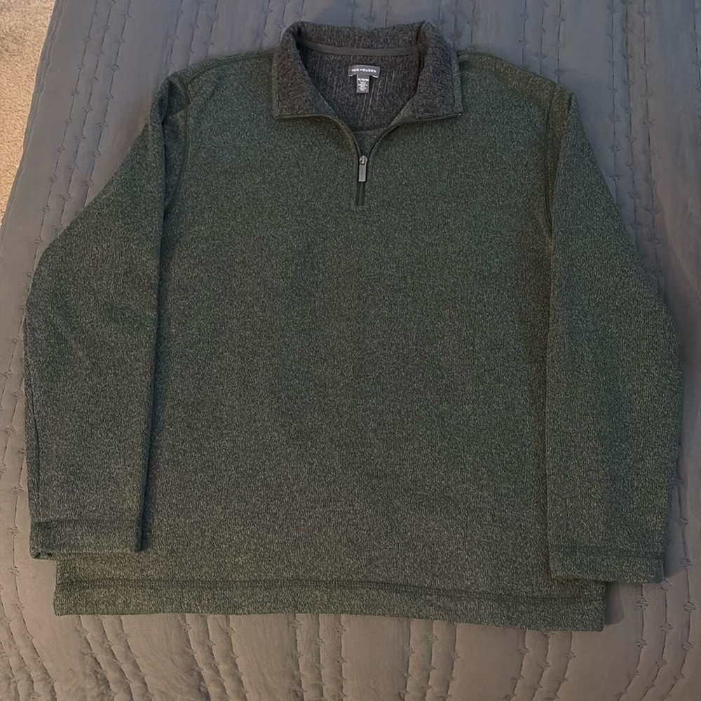 Van Heusen Men's Green Quarter-Zip Sweater